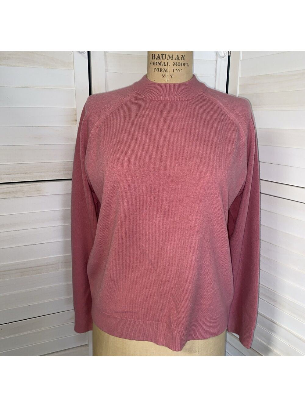 Vintage 80s/90s Women’s Mauve Pink Sweater Long Sleeve 1/4 Zip Size Large